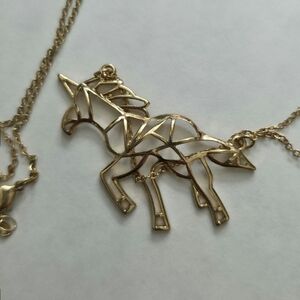 Gold Geometric Unicorn Pendant Necklace